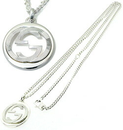 楽天市場】GUCCI グッチ ネックレススターリングシルバーダブルGリング