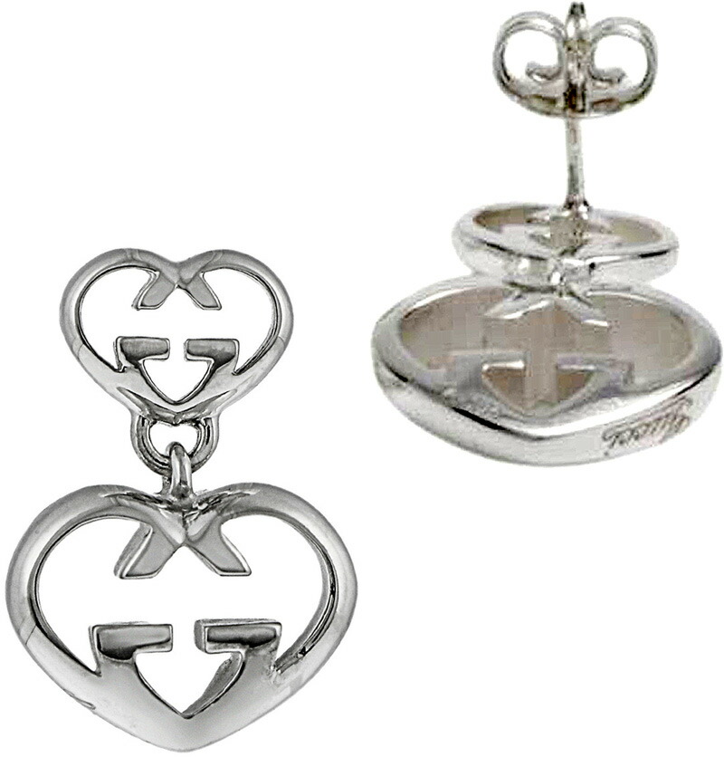 GUCCI LOVEBRITTハートシェイプインターロッキングGスタッドピアス