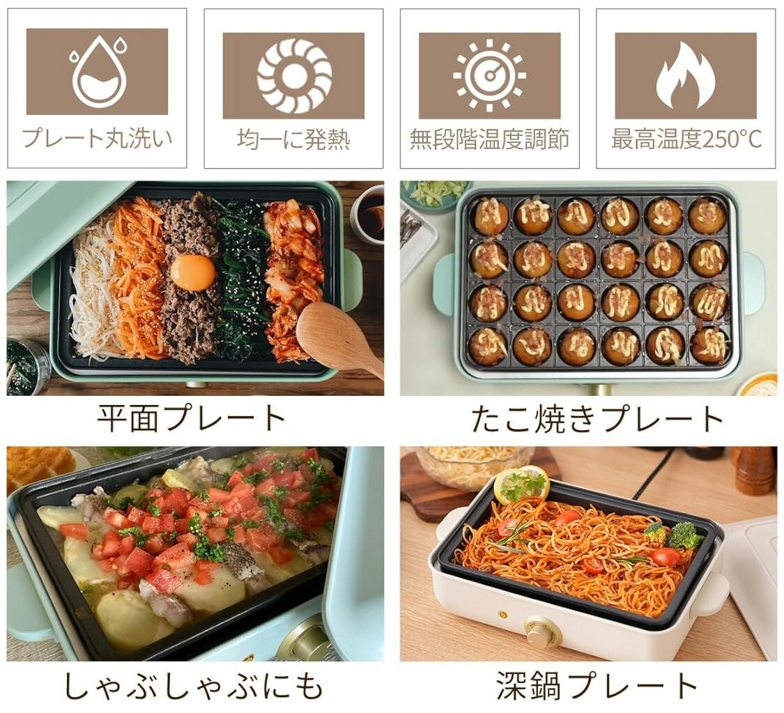 楽天市場】マルチホットプレート 鍋 焼肉 たこ焼き ステーキ 焼き魚 が