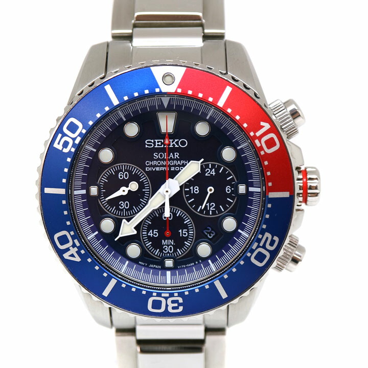 楽天市場】SEIKO【セイコー】 V175-0AD0 ソーラー腕時計 ネイビー文字