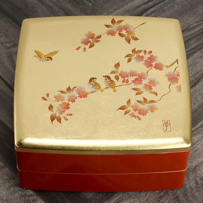 楽天市場】重箱 二段 日本製 国産 お重 8.0 胴張 オードブル 箔工芸