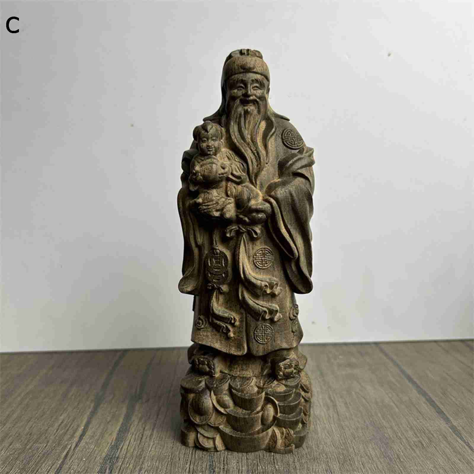 楽天市場】木彫りの仏像 福禄寿 仏像・開運縁起物・幸運置物 七福神の