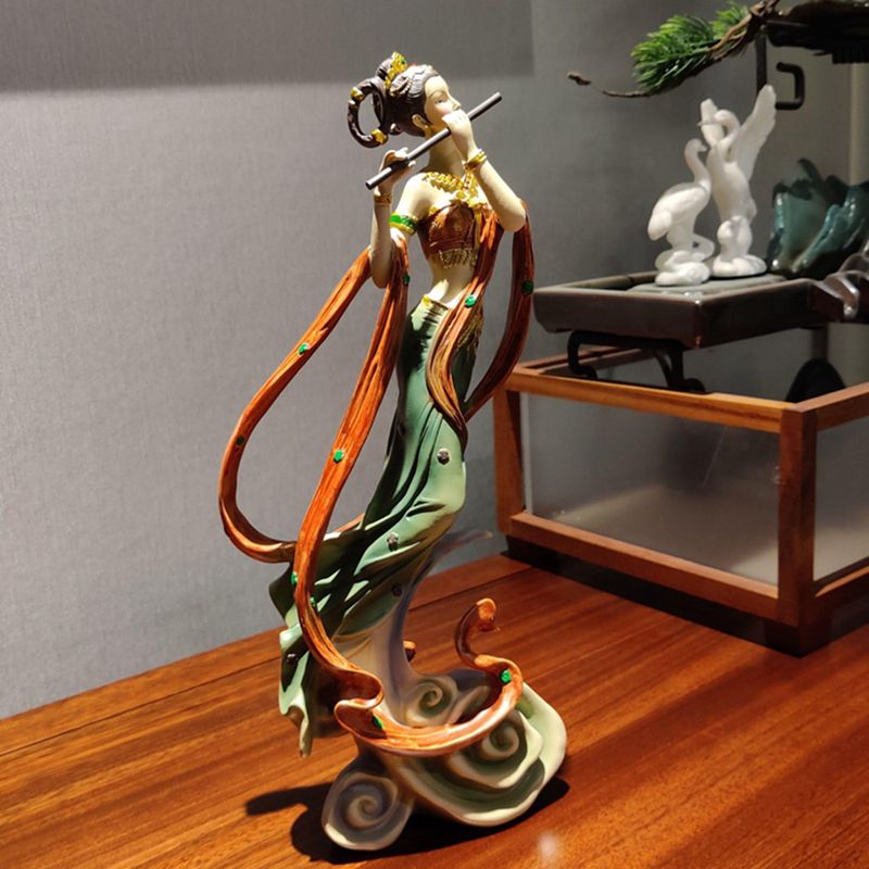 楽天市場】レディース 中国女性 敦煌 飛天 置物 舞踊 楽器 腰鼓 笛