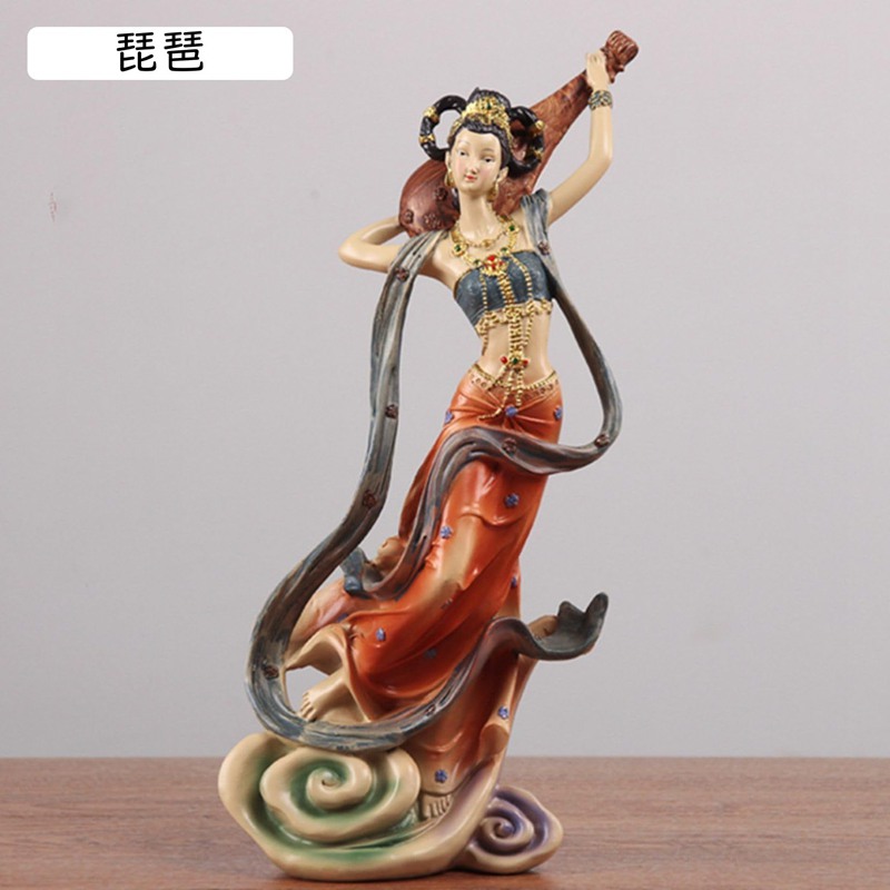 楽天市場】レディース 中国女性 敦煌 飛天 置物 舞踊 楽器 腰鼓 笛