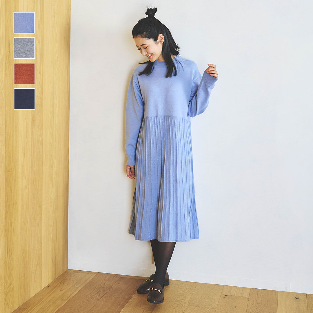 楽天市場】【KEYUCA公式店】ケユカ ラメプリーツ切替ニットワンピース