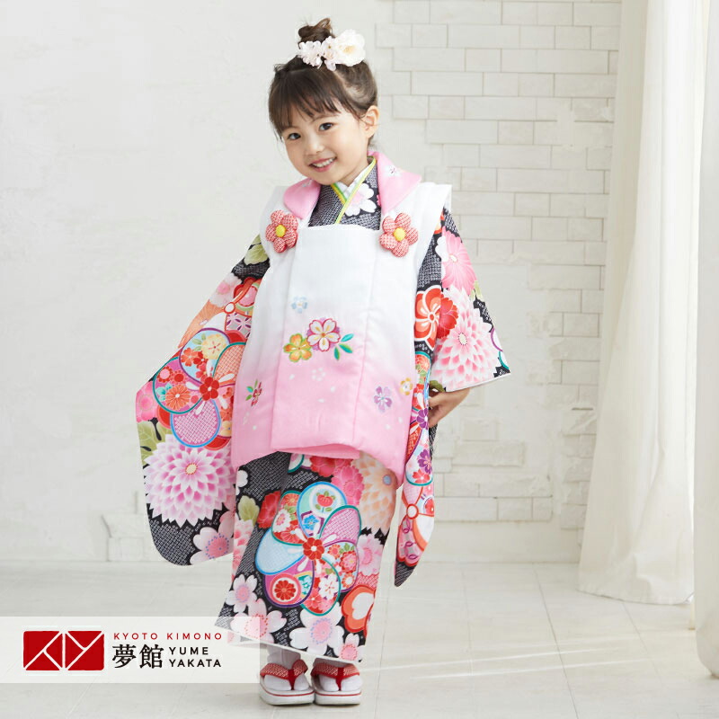 楽天市場】【レンタル】[七五三 着物 3歳 女の子] 三歳 「K109 黒×白