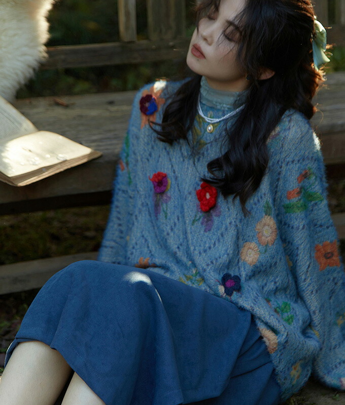 楽天市場】送料無料 トップス ニット セーター ジャカード 花柄