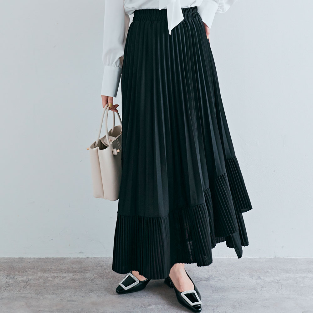 楽天市場】スカート《アシンメトリーラッフルプリーツスカート 全10色