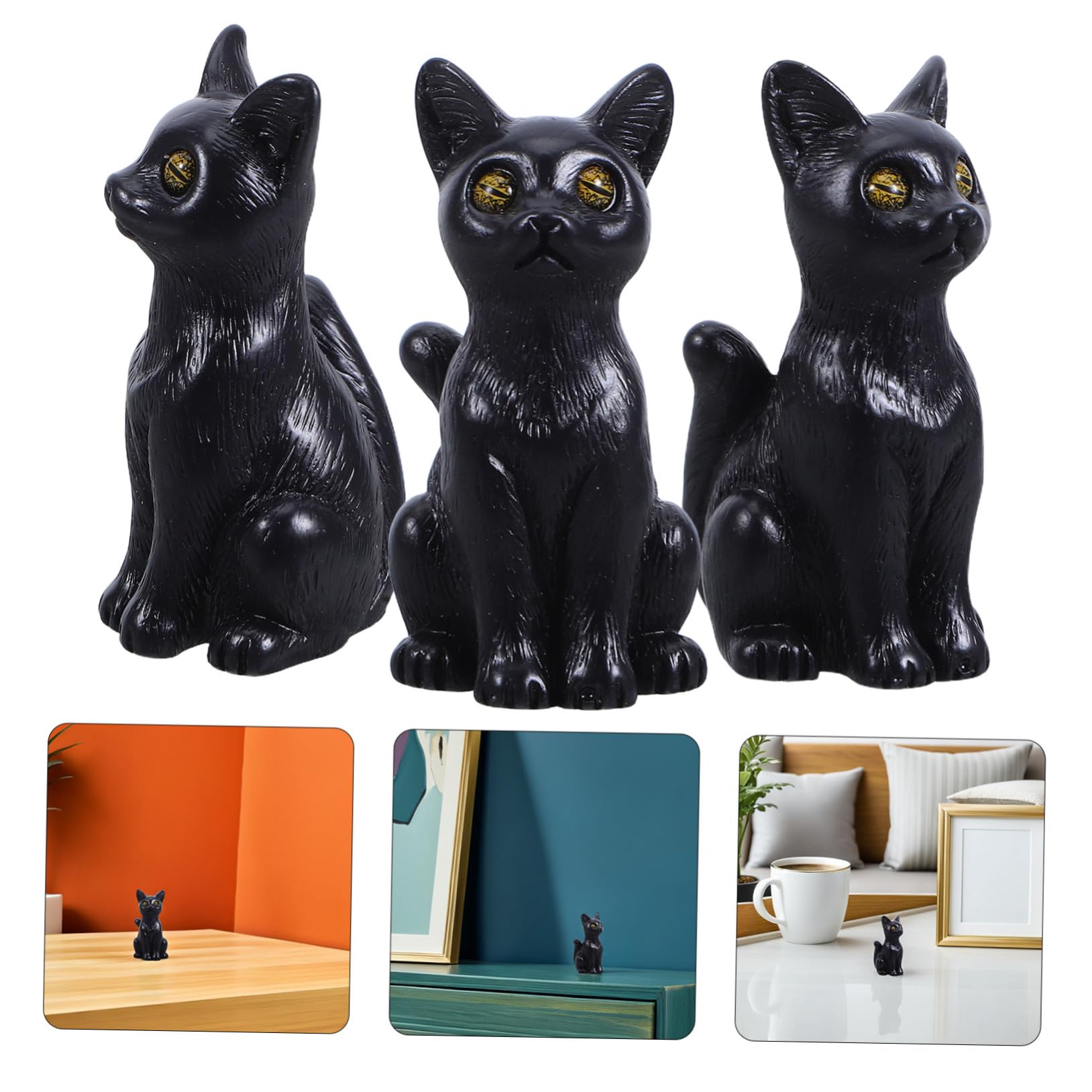 楽天市場】16個ミニ黒猫フィギュア 耐候性レジン製 卓上やガーデン用