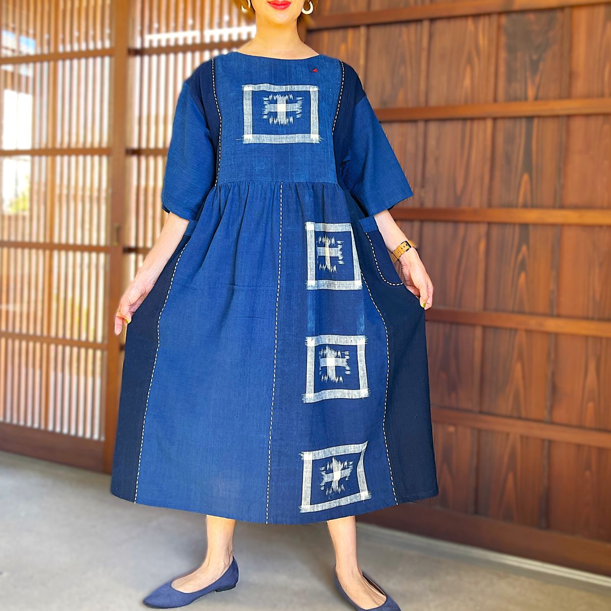 楽天市場】【古布アレンジワンピース】ミセス40代50代60代フレア