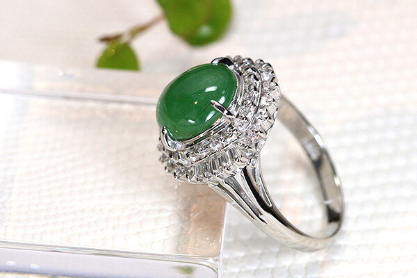 楽天市場】艶と光沢が魅力 ヒスイ 翡翠 リング/指輪 プラチナ PT900