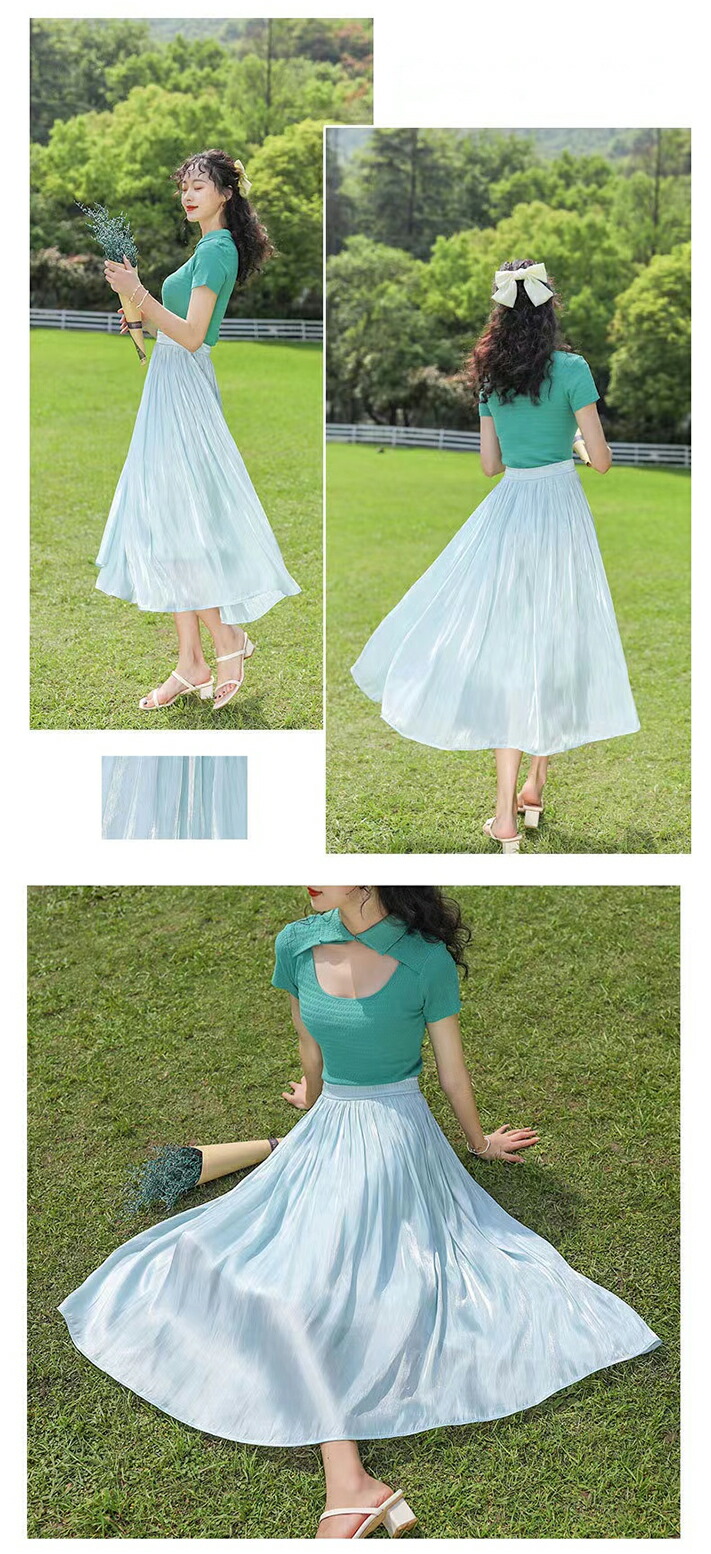 楽天市場】2A6 ロングスカート サテンプリーツロングスカート サテン