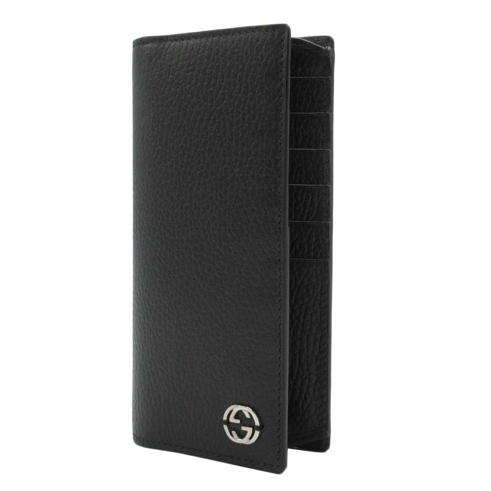 gucci GUCCI◇長サイフ_インターロッキングG/レザー/BLK 長財布