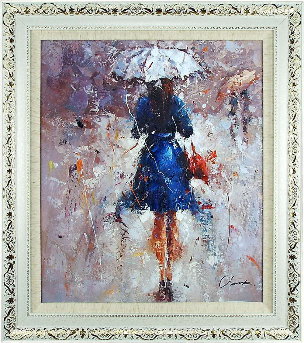 楽天市場】人物の絵 絵画 油絵 アートパネル開業祝い 開院祝い「雨中の