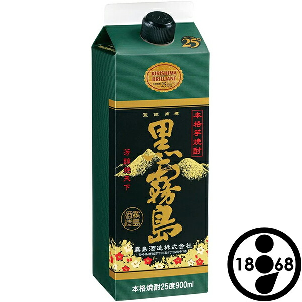 楽天市場】いも焼酎 黒霧島 25度 スリム パック 900ml 芋焼酎 900