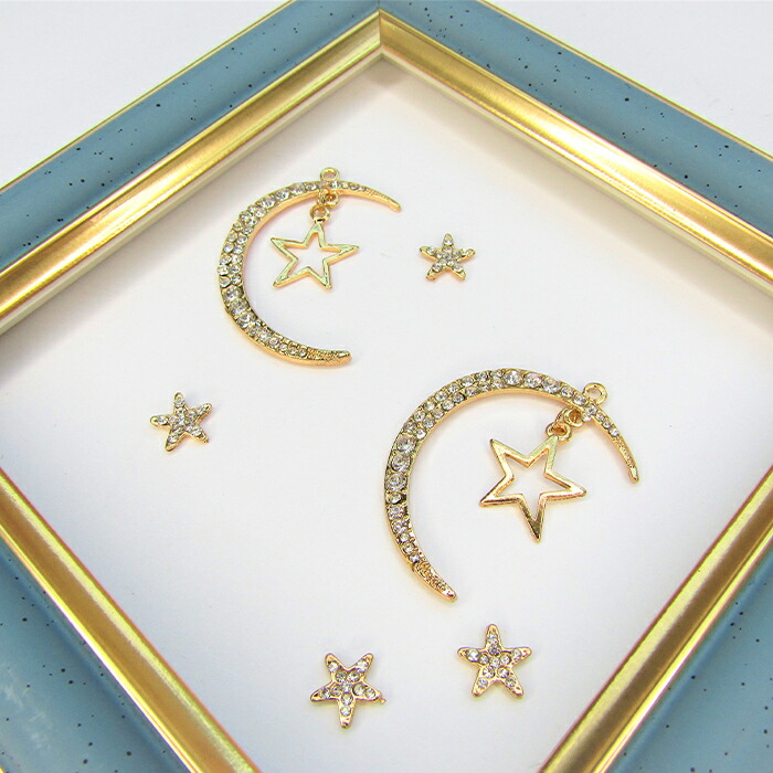 楽天市場】メルヘン お月様と星チャーム 貼り付け 透かし ハンドメイド