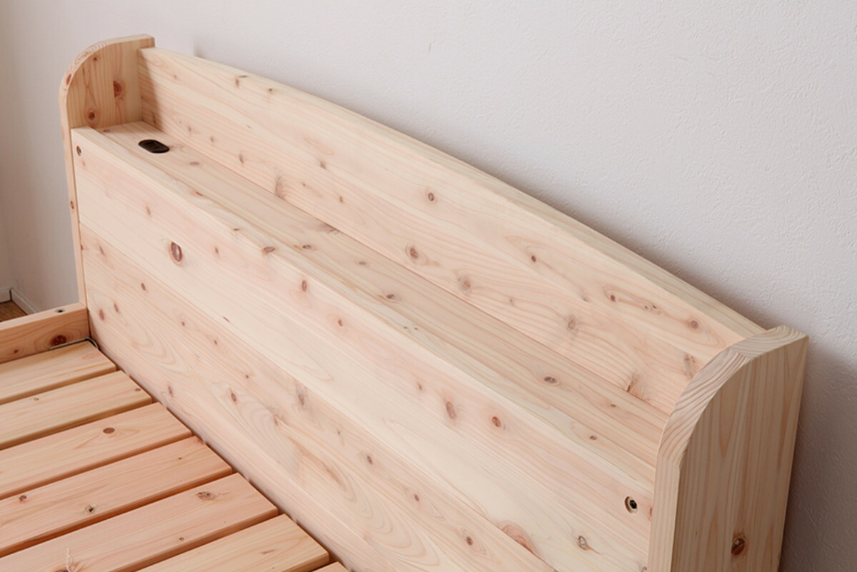 楽天市場】ロフトベッド シングル 国産ひのき 棚コンセント付 天然木