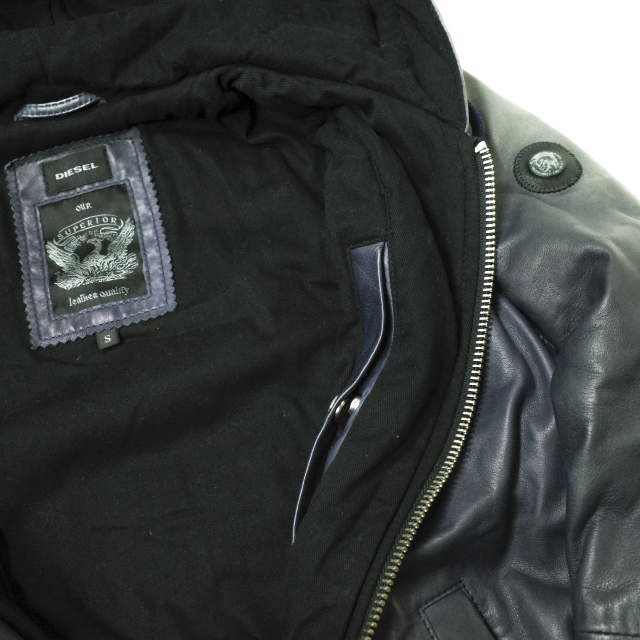 楽天市場】DIESEL ディーゼル ラムレザーパーカー S ネイビー 革ジャン