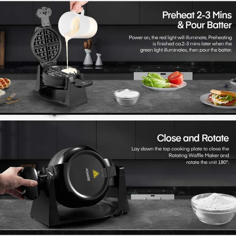 FOHERE ワッフルメーカー ブラック FOHERE ワッフルメーカー ブラック