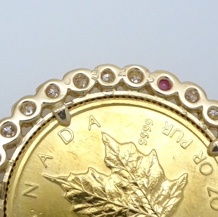 楽天市場】K24 1/4oz カナダ メープルリーフ コイントップ ルビー