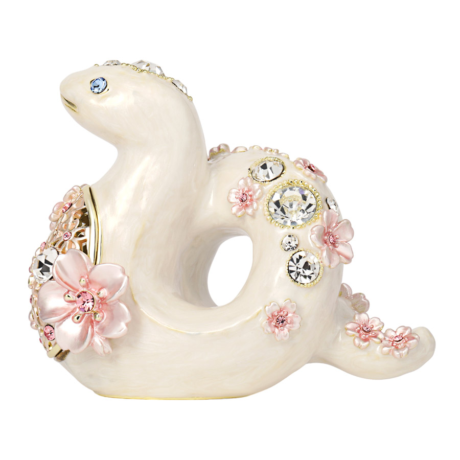 楽天市場】＜桜白蛇 桜小蛇＞白蛇 巳年 干支の置物 ジュエリーボックス