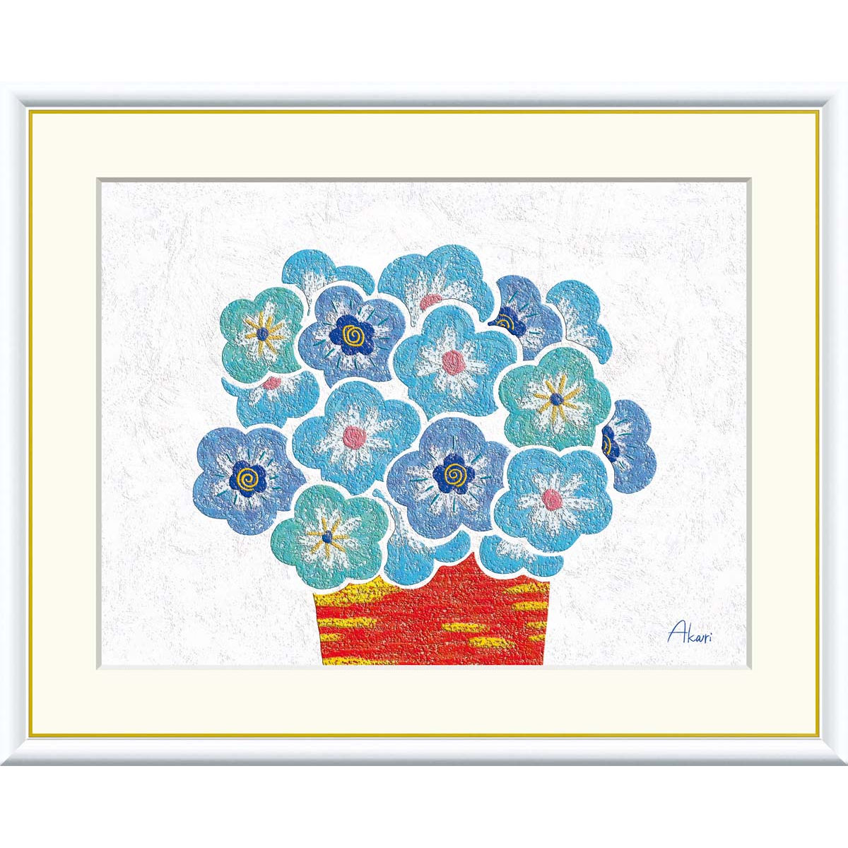 楽天市場】絵画 現代アート 青い花の鉢植え 春田あかり 額入り