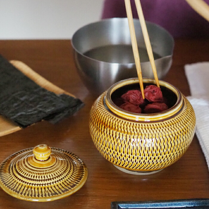 楽天市場】小鹿田焼 小袋窯 2合壺 飴釉飛びかんな / おんたやき おんた