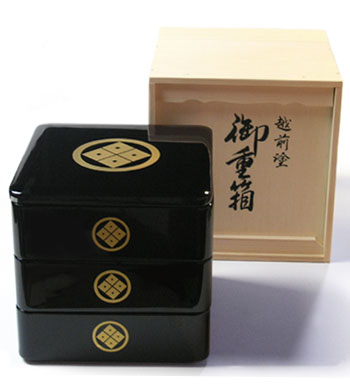 楽天市場】越前漆器 家紋入り 木製 三段重箱 : 漆器 久太郎