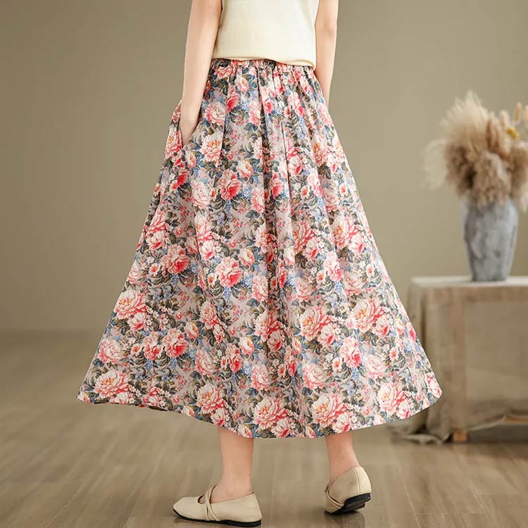 楽天市場】花柄ギャザースカート レディース 春夏 ロングスカート 花柄