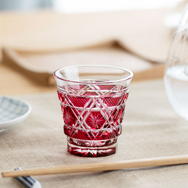 楽天市場】薩摩切子 冷酒グラス cut01 金赤 鹿児島 島津薩摩切子 薩摩