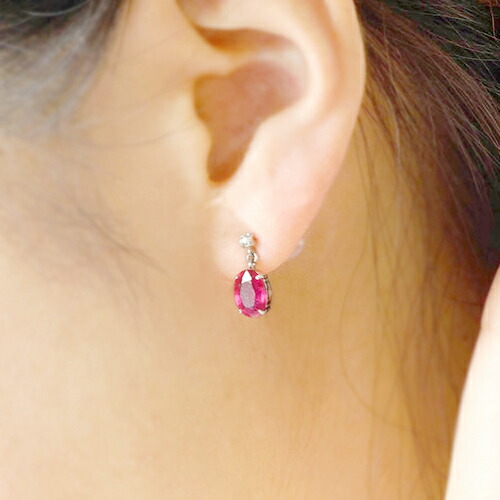 楽天市場】PT900 大粒ルビーピアス トータル2カラット(1ct×2