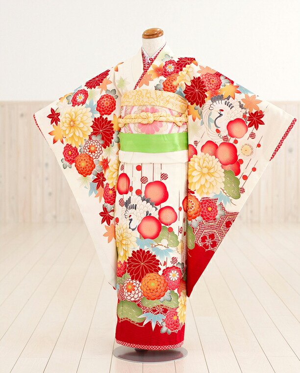 選べる色☆七歳☆上品☆鹿の子と花の格子柄☆着物セット 選べる色☆七