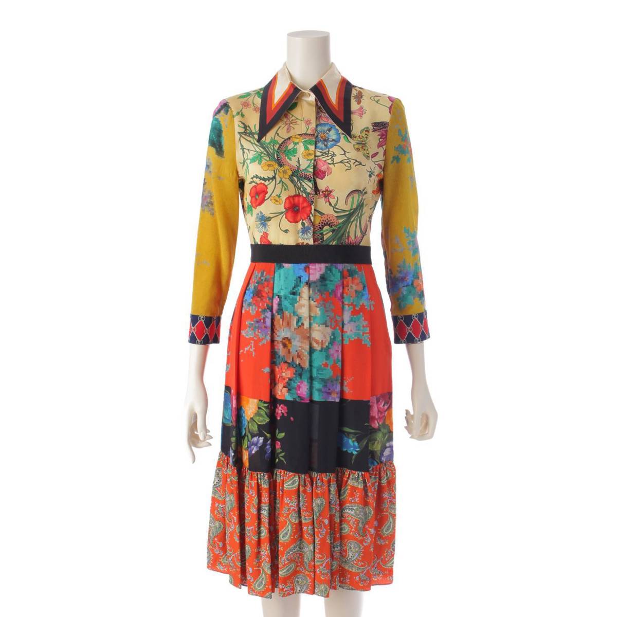 楽天市場】【グッチ】Gucci 総柄 ピクセルブーケ シルク ドレス