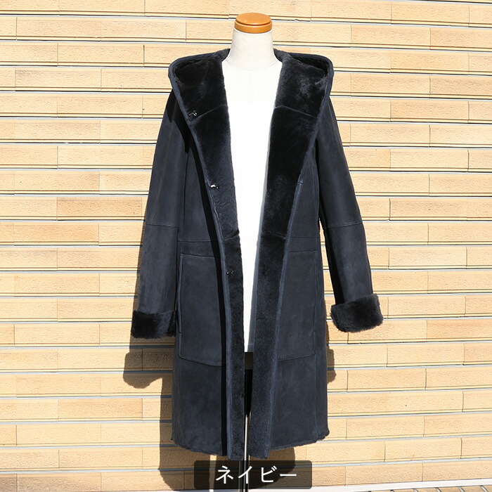楽天市場】ムートンメリノ フード付き コート ムートン アウター