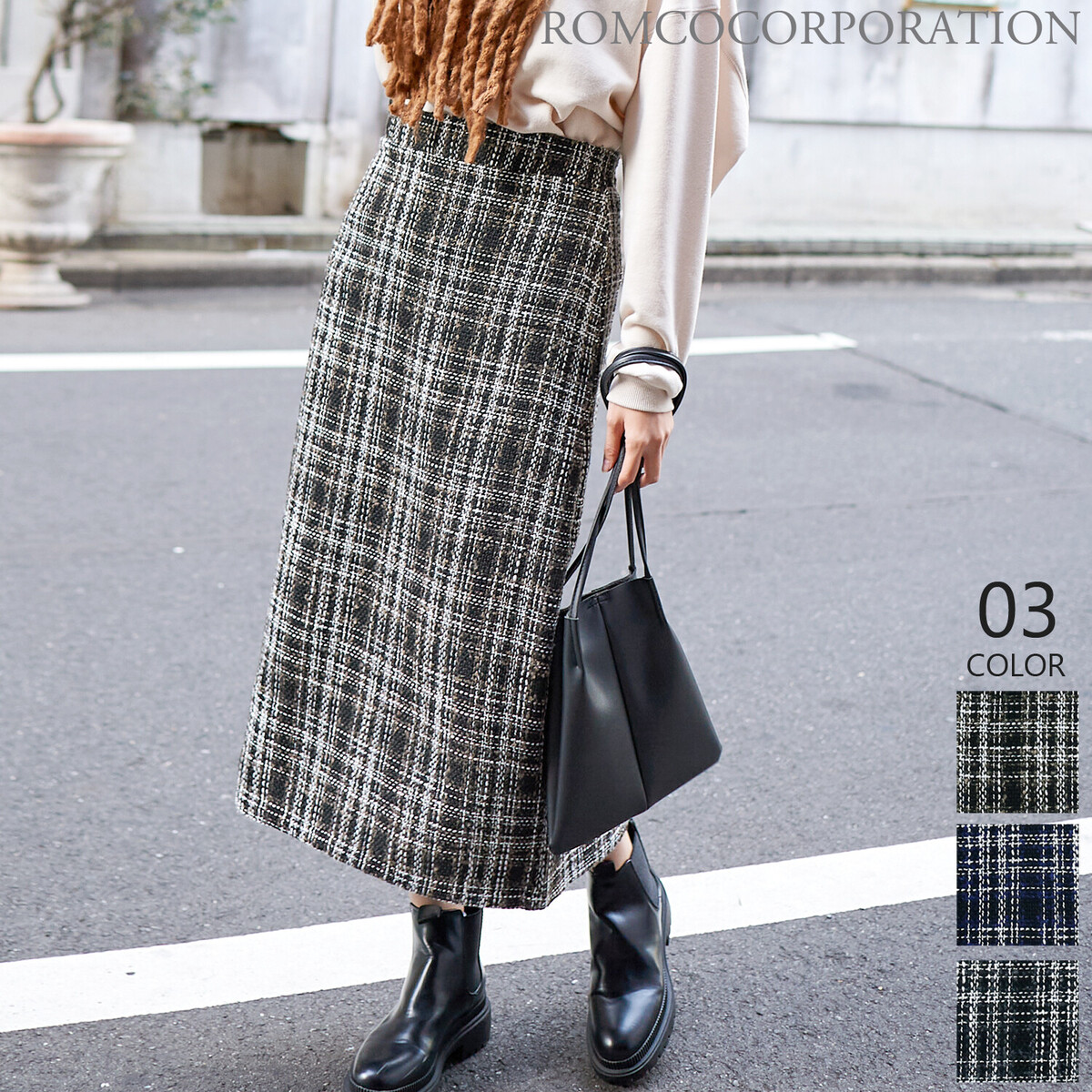 楽天市場】【全品送料無料】 ツイード 見え チェック 柄 タイト