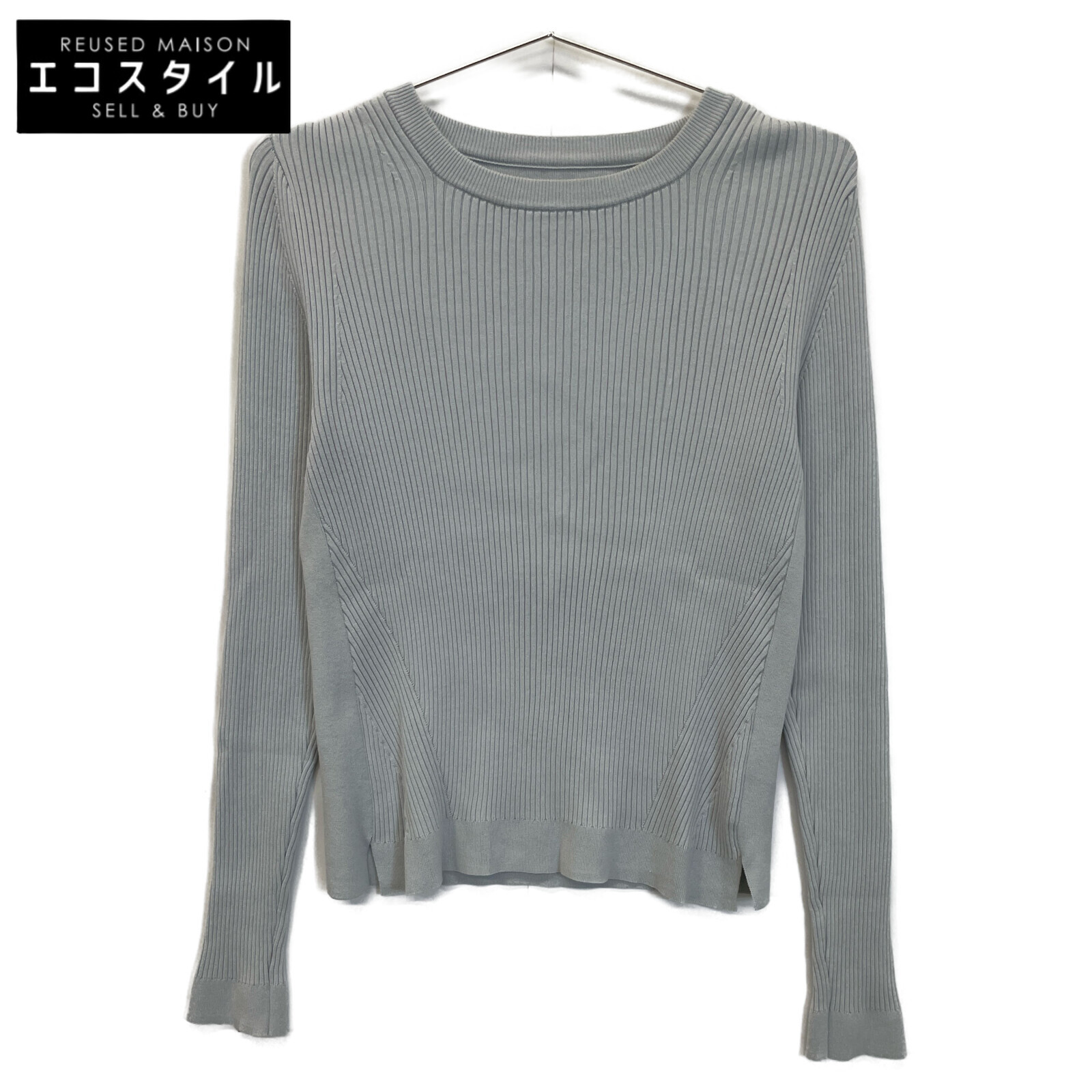 フォクシー ﾗｲﾄｸﾞﾚｰ 長袖ｾｰﾀｰ 40 FOXEY グレー Vネック 長袖ニット 40