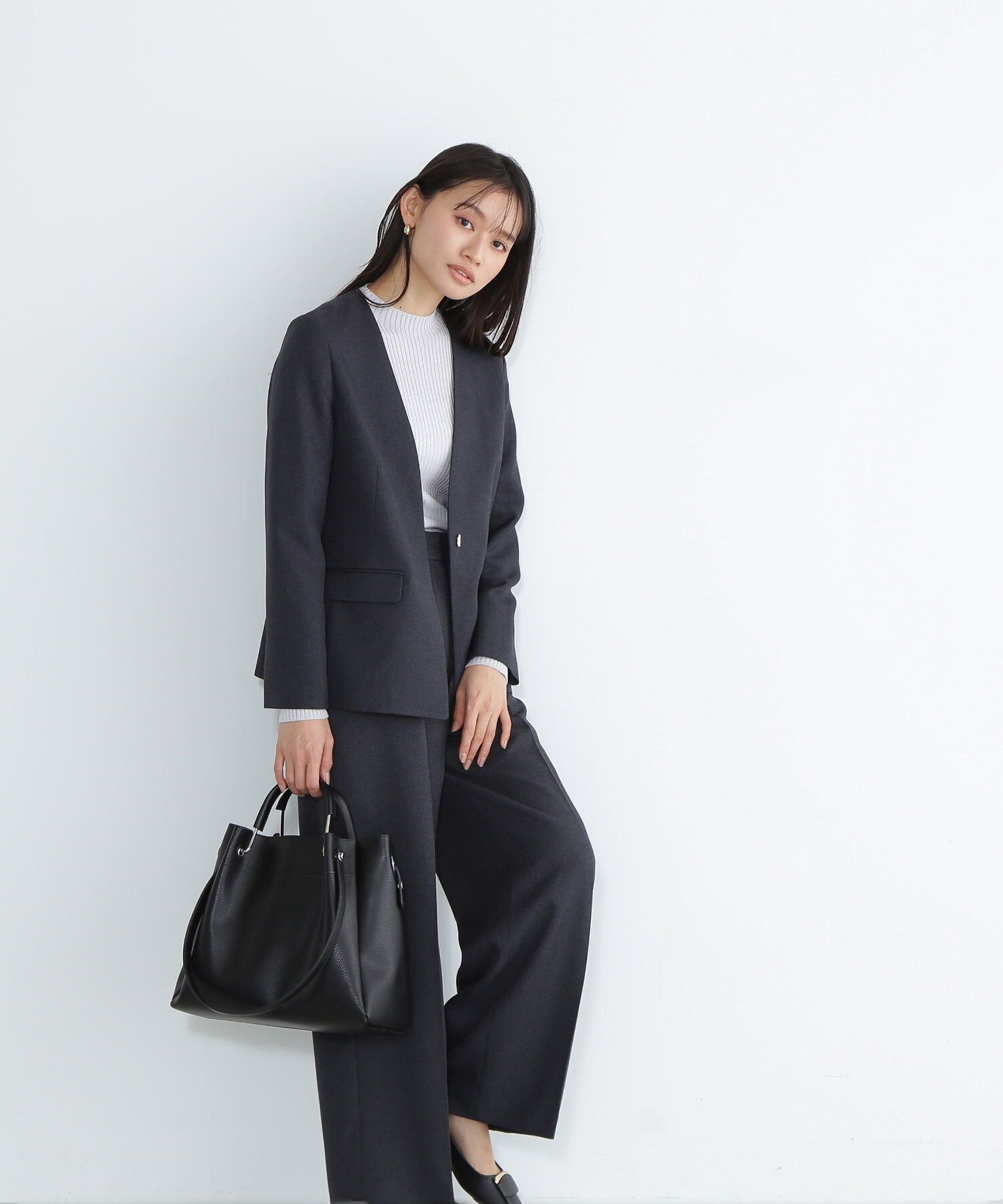 NATURAL BEAUTY BASIC｜シャークスキンSETUPシリーズ ワイドパンツ