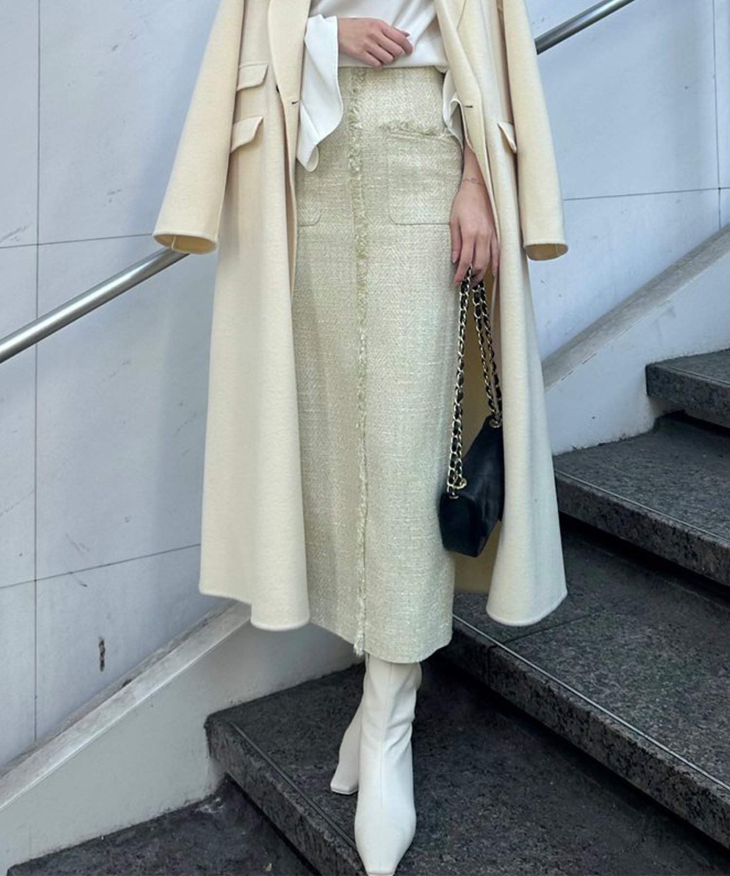 anuans｜フロントポケットツイードスカート | Rakuten Fashion(楽天