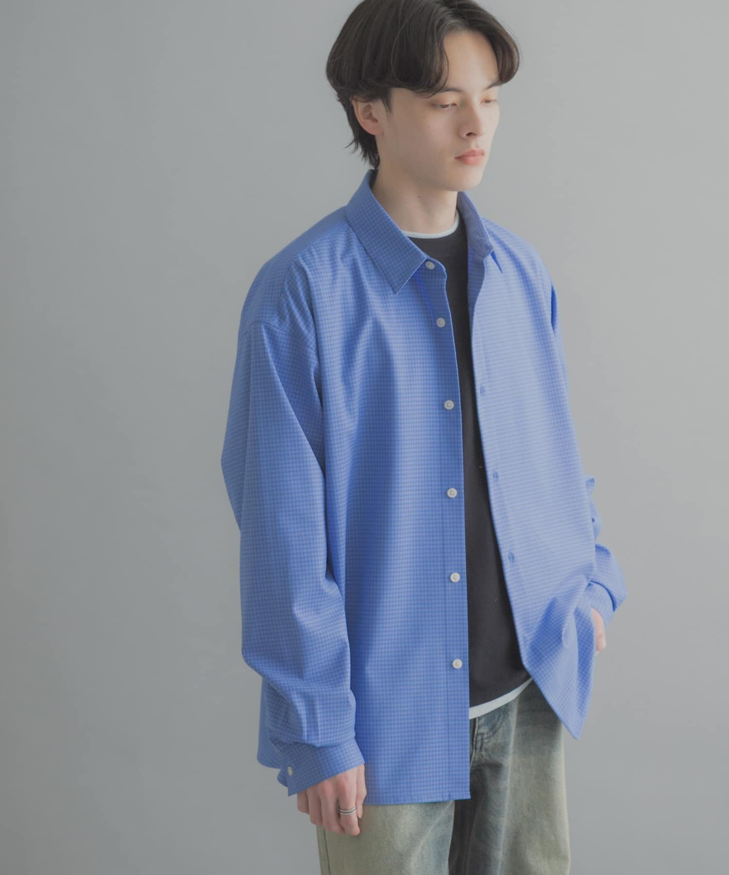 SENSE OF PLACE｜マイクロチェックレギュラーカラーシャツ | Rakuten