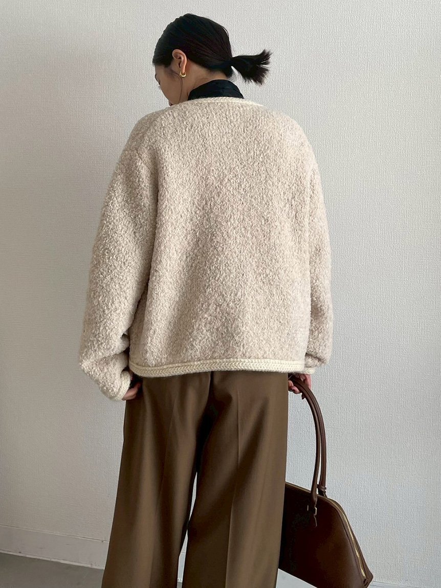 Mila Owen｜金釦テディラメニットジャケット | Rakuten Fashion(楽天