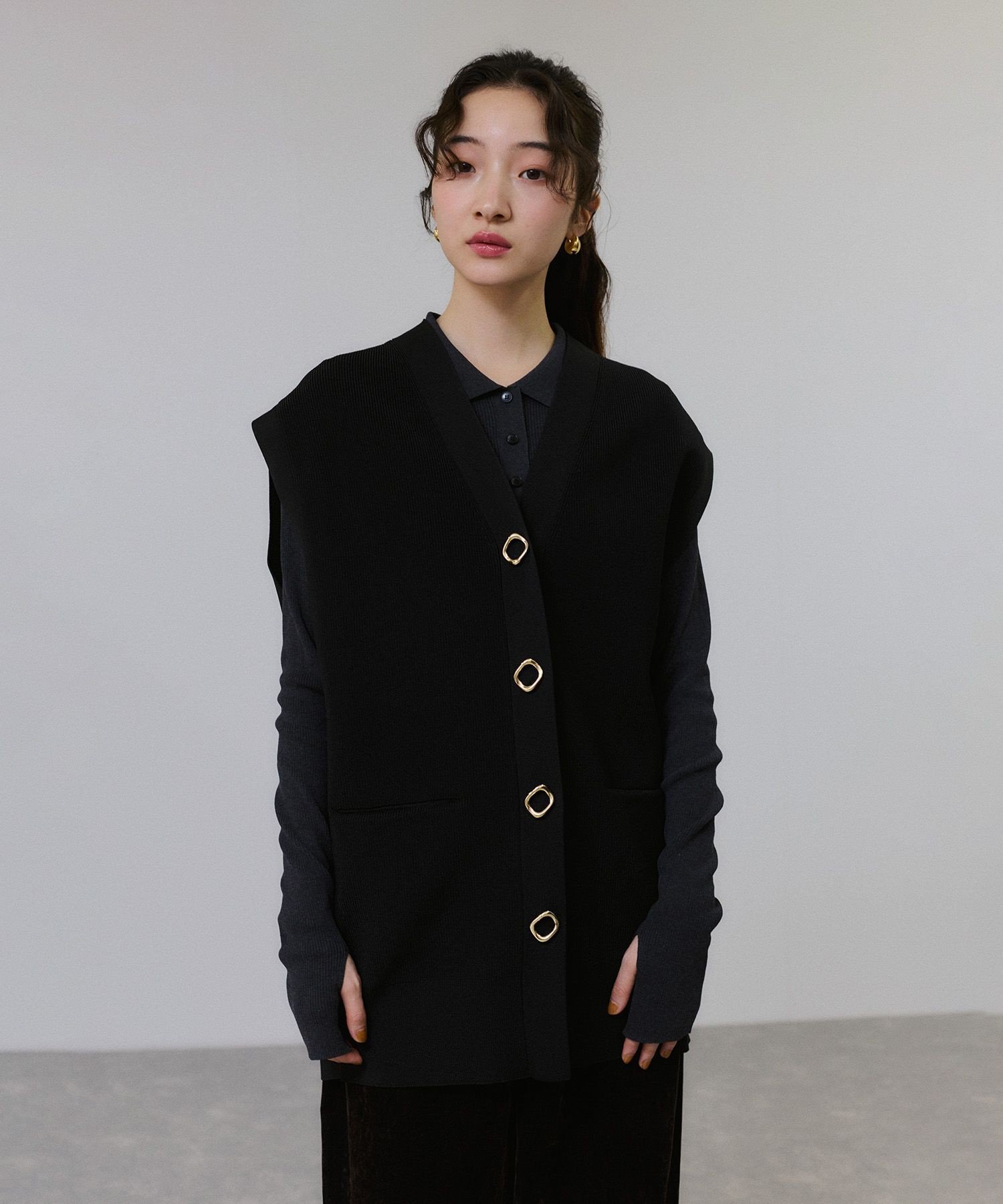 ADAM ET ROPE'｜【サステナブル】ミドルニットジレ | Rakuten Fashion