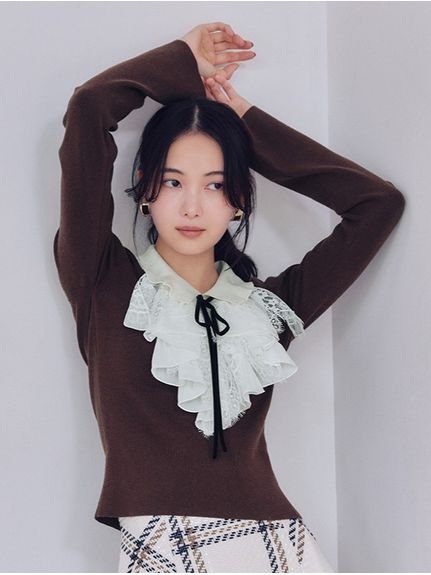 SNIDEL｜Sustainableレイヤードラッフルニットプルオーバー | Rakuten