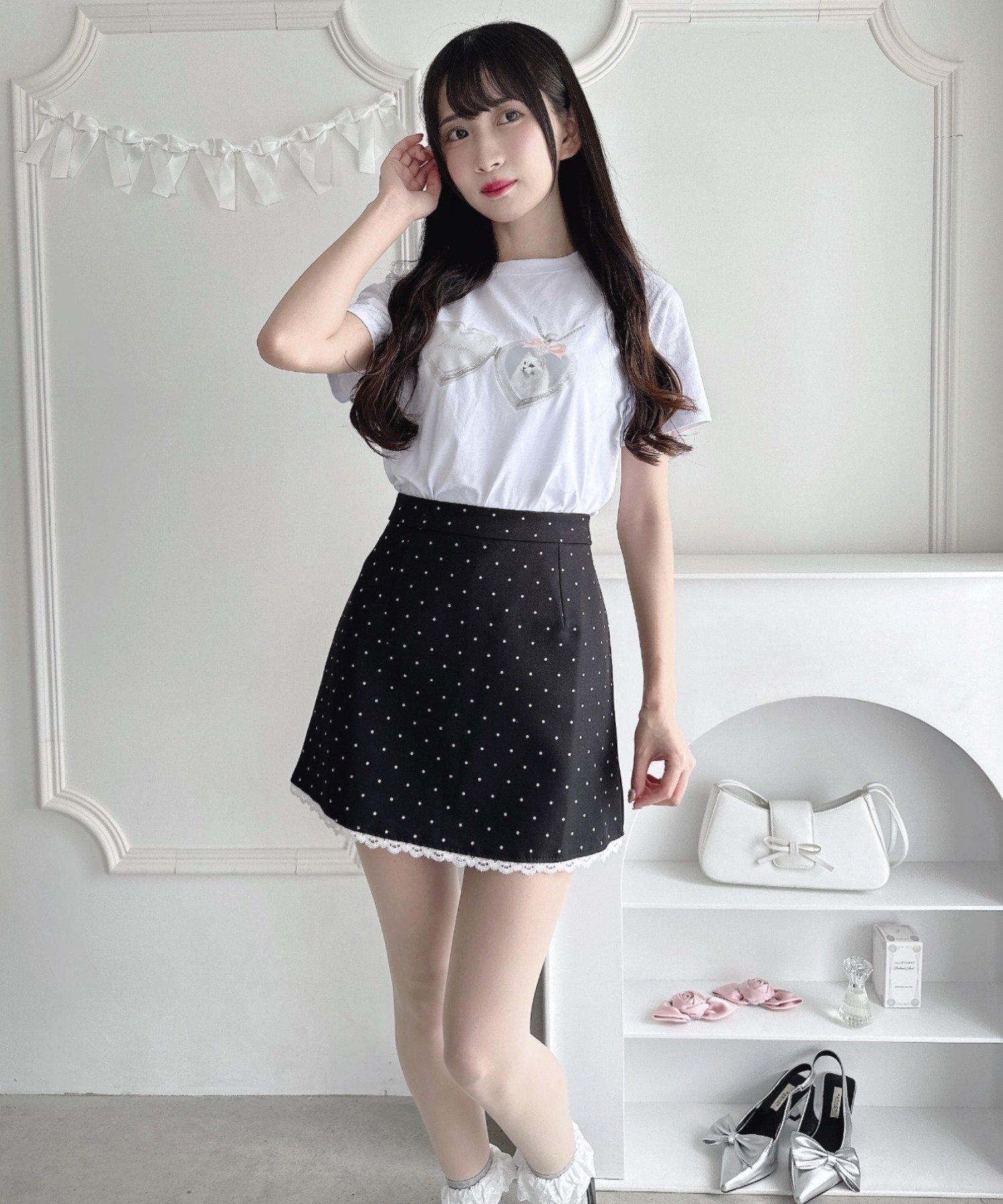 Outfitter lab｜ポルカドットレースミニスカート | Rakuten Fashion