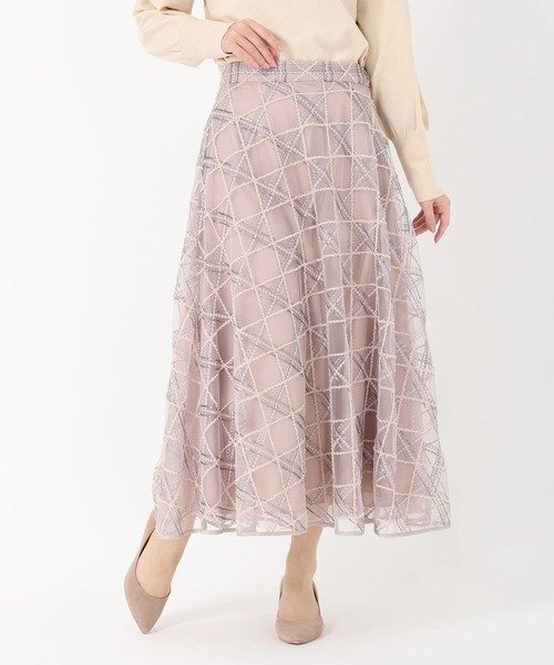 STRAWBERRY-FIELDS｜刺繍チュールフレアースカート | Rakuten Fashion