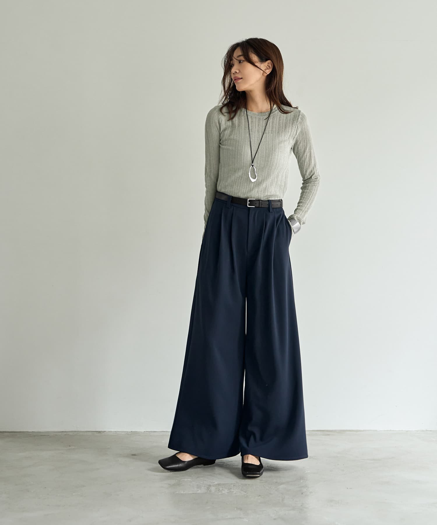 STYLE DELI｜縦織り落ち感ワイドパンツ | Rakuten Fashion(楽天