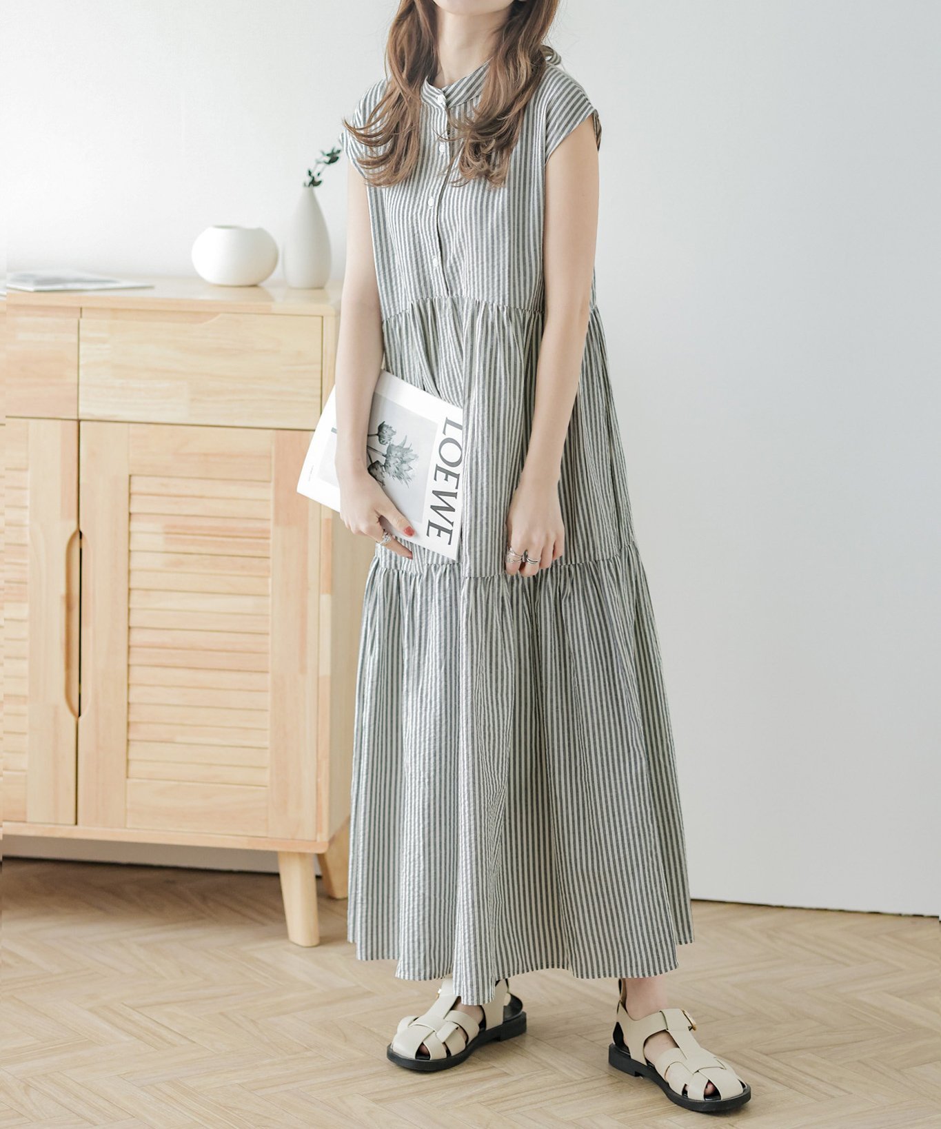 Lajour｜バックリボン ストライプ柄ワンピース | Rakuten Fashion(楽天