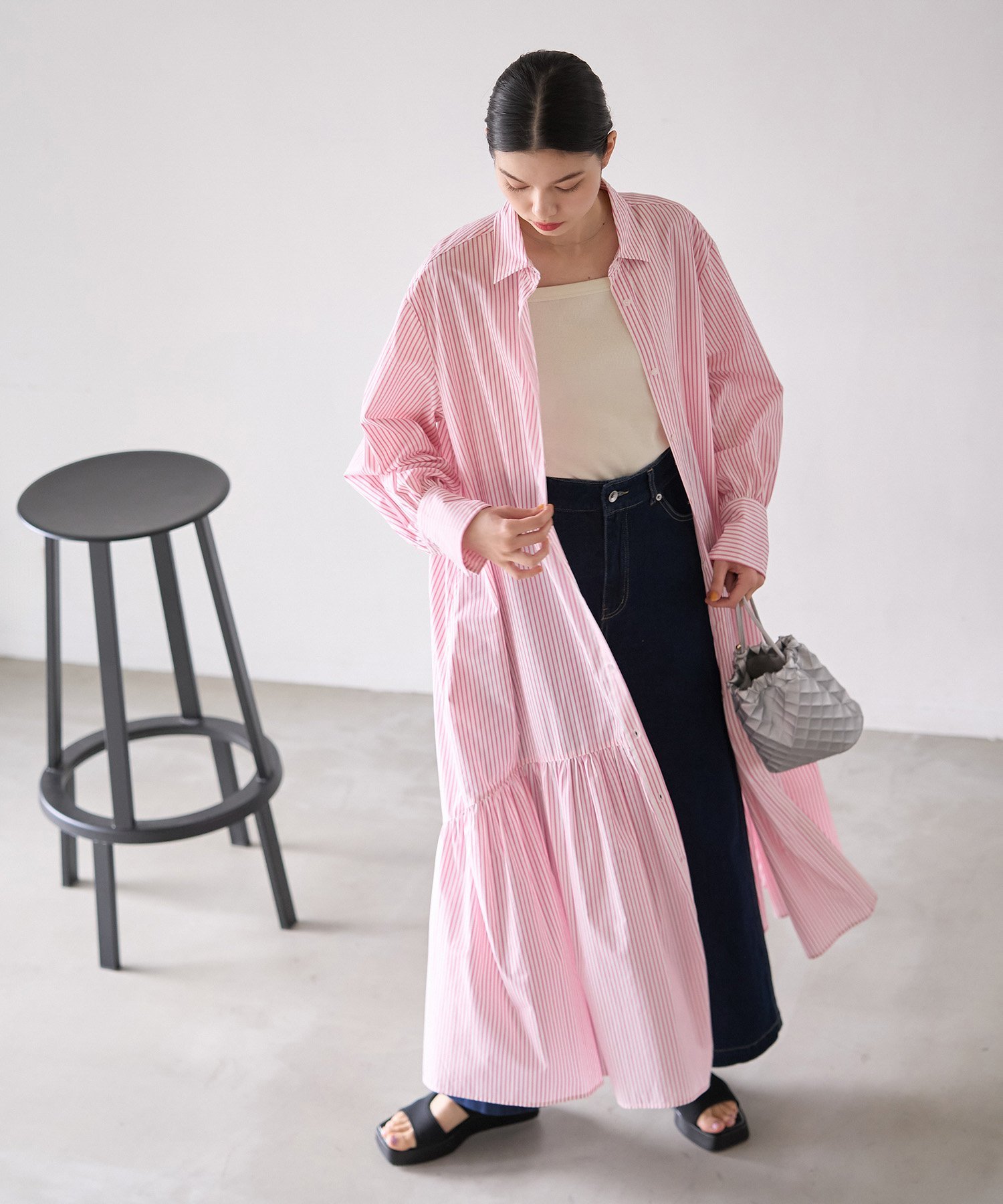 ROPE' PICNIC｜ボリュームストライプシャツワンピース/リンクコーデ