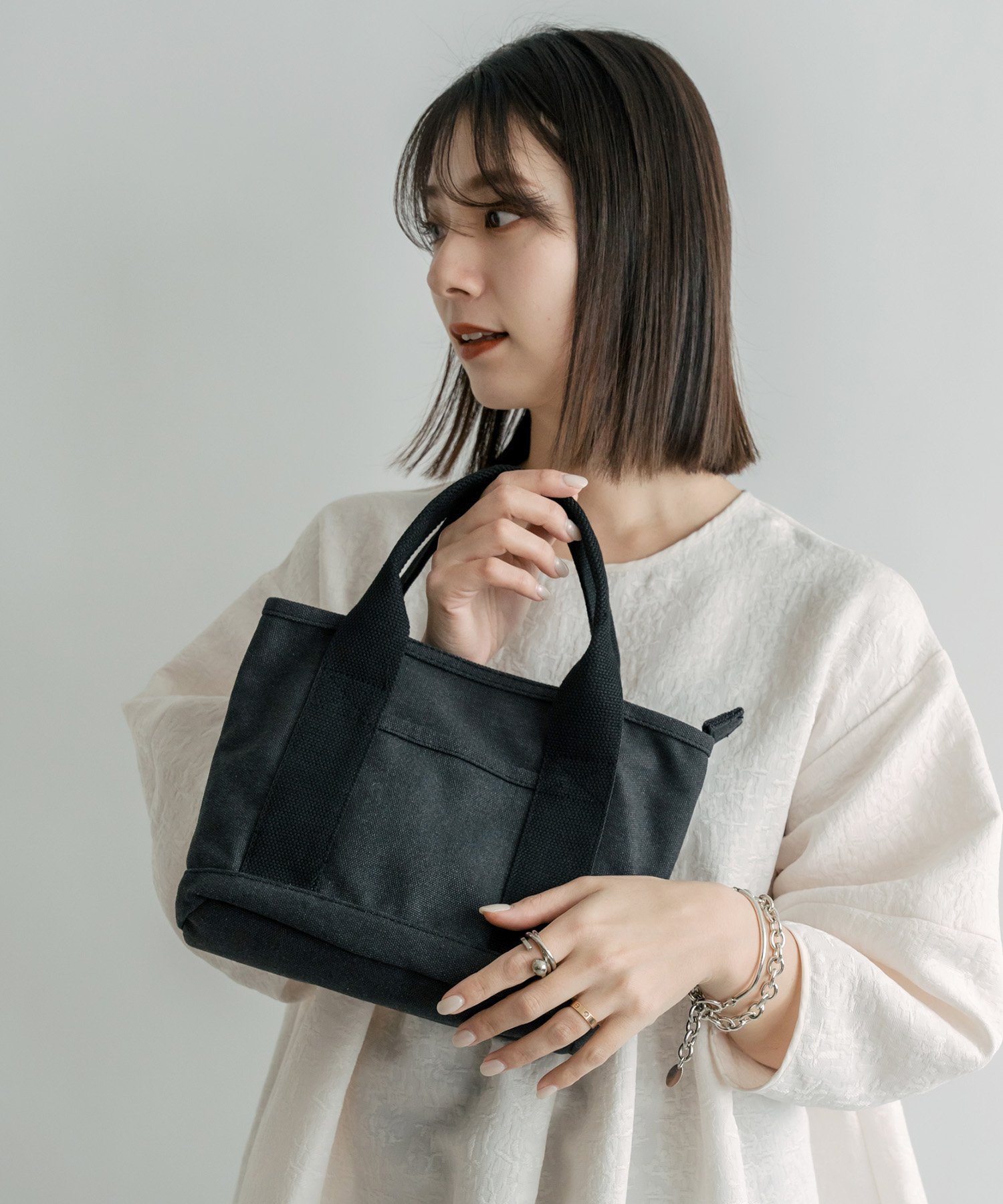 DEVICE｜ファスナー付 仕切り ミニ トートバッグ ミニランチトート