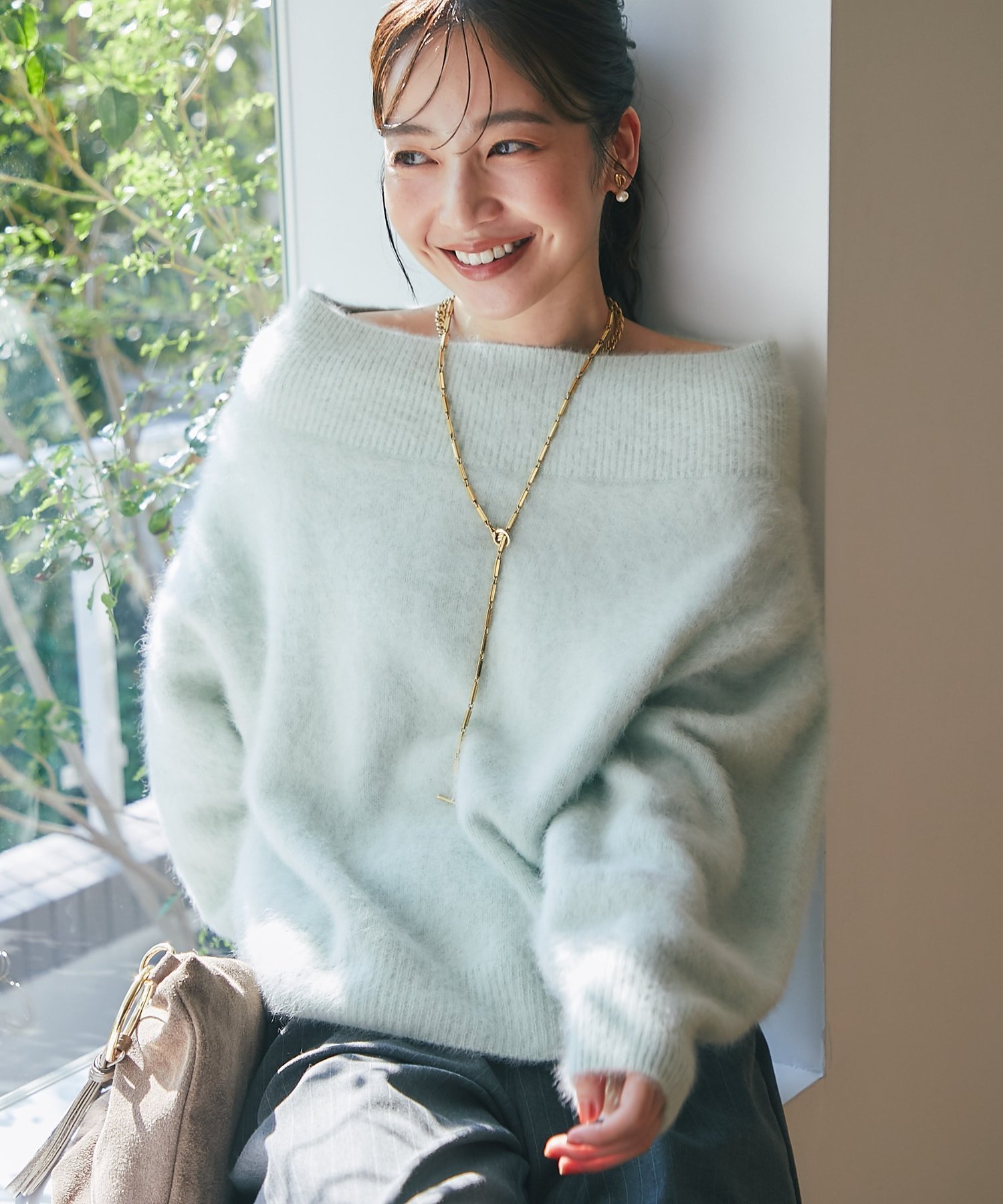 La boutique BonBon｜【今すぐお届け!】ヘアリーウールカシミア混リブ