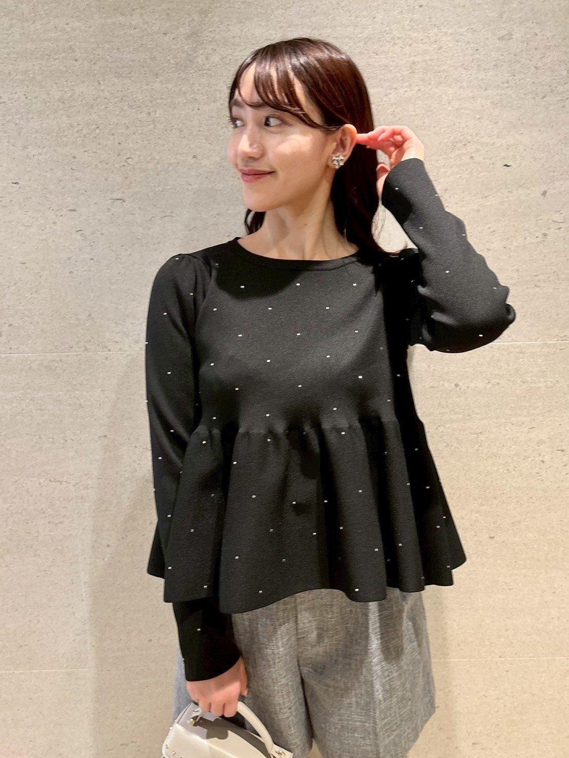 CELFORD｜【ウォッシャブル】ホットフィットビジューペプラムニット